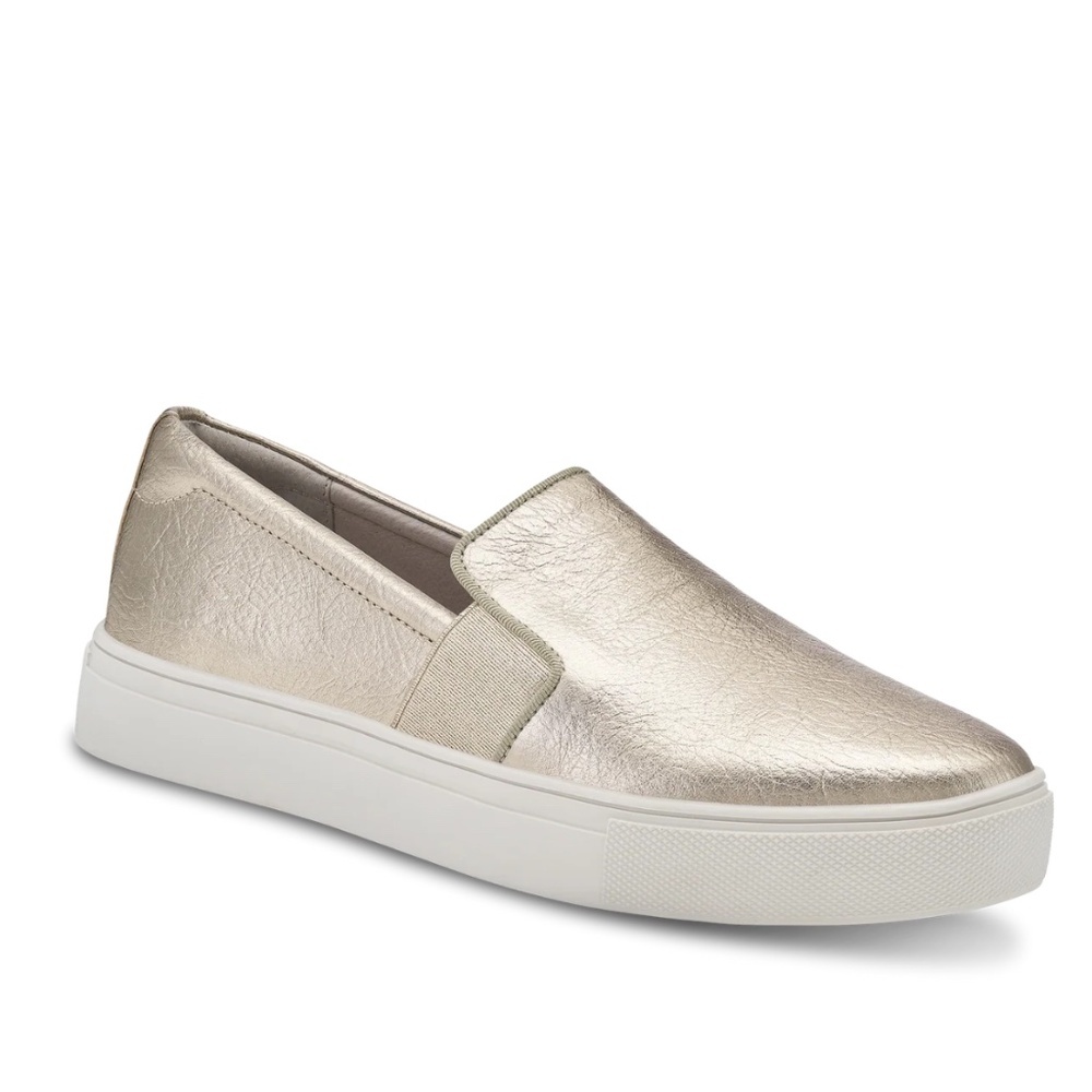 Birdies The Swift Gold Leather Slip-On Sneakers Size 9.5
